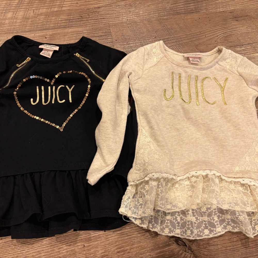 Juicy Couture Black and Cream Long Sleeve Tees for Kids